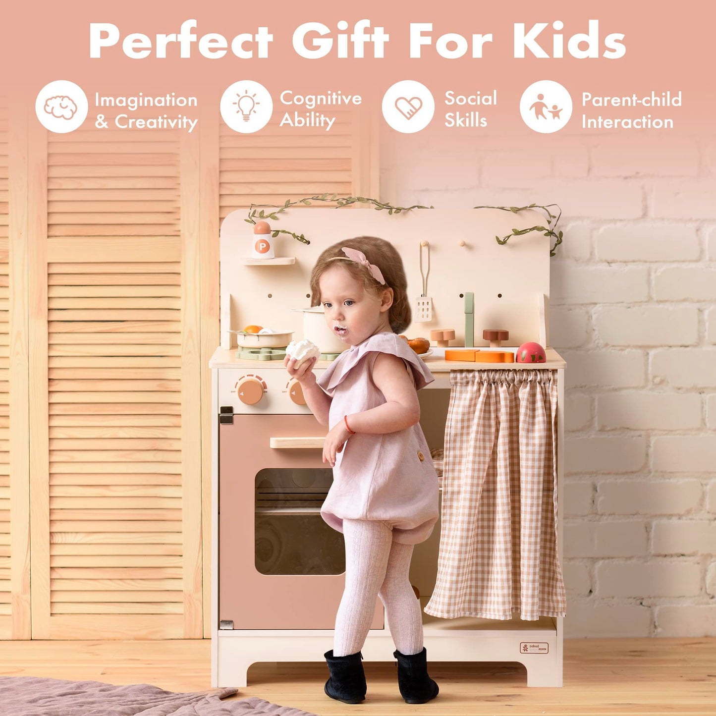 Kitchen Set Rustic Wooden For Toddlers