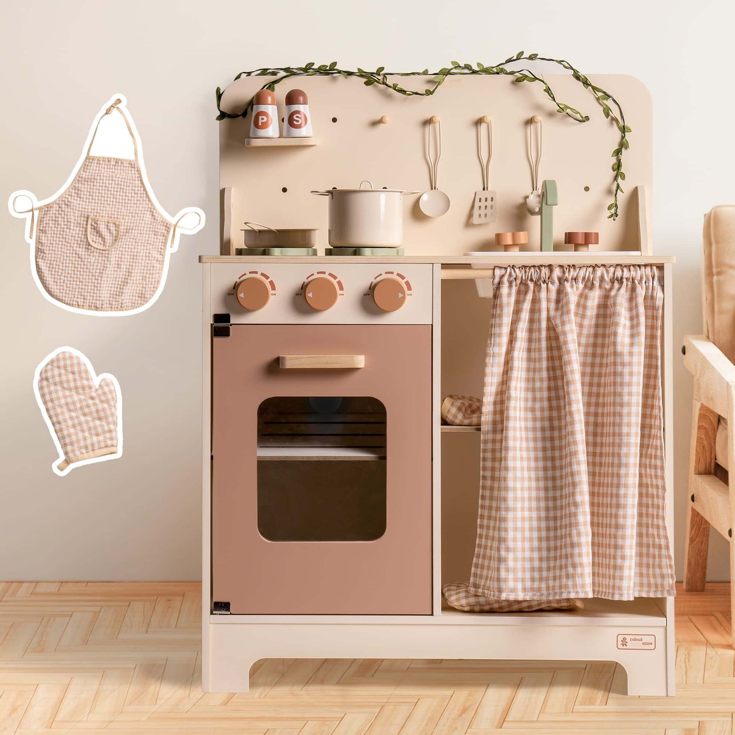 Kitchen Set Rustic Wooden For Toddlers