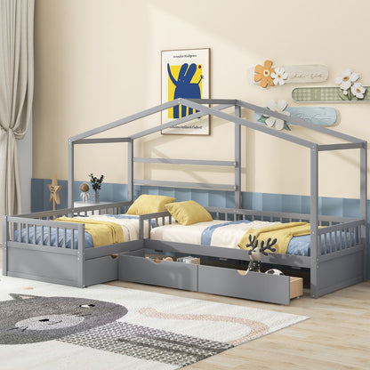 Twin Size Bed With Three Storage Drawers