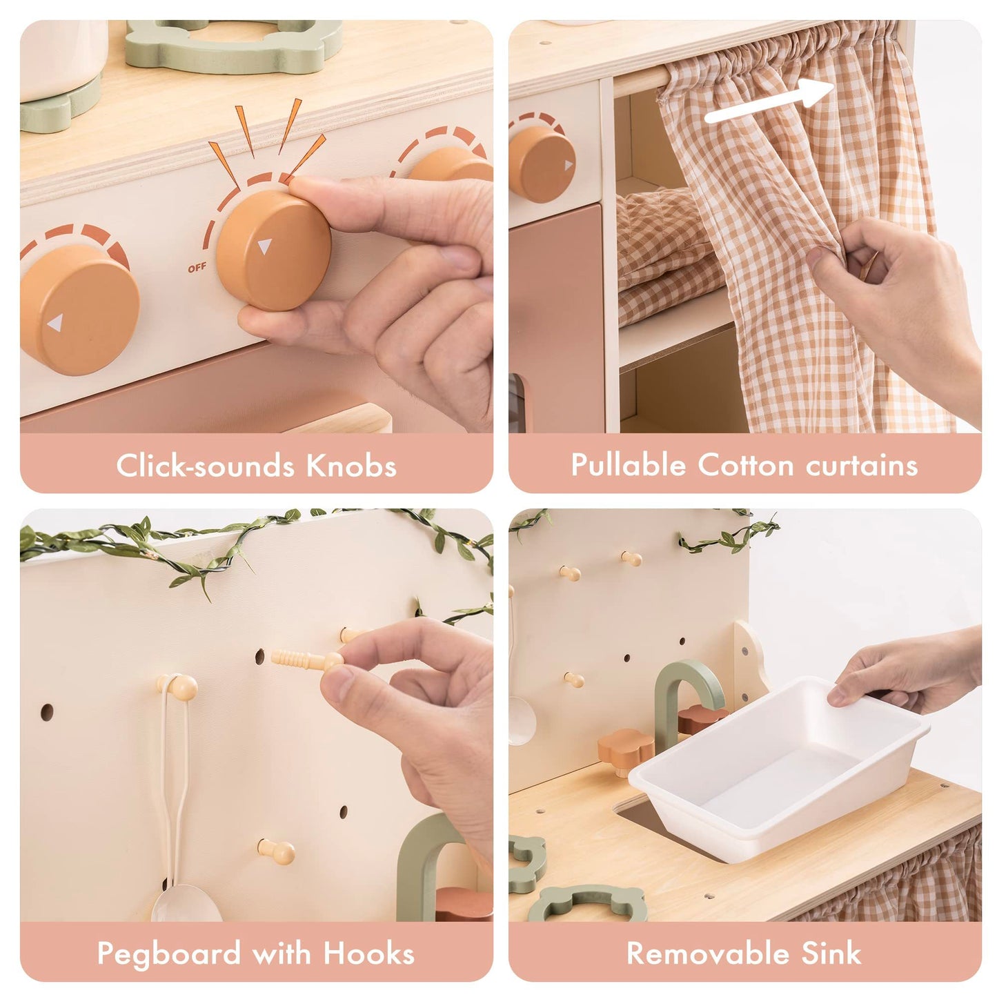 Kitchen Set Rustic Wooden For Toddlers