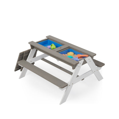3-in-1 Kids Outdoor Wooden Picnic Table With Umbrella
