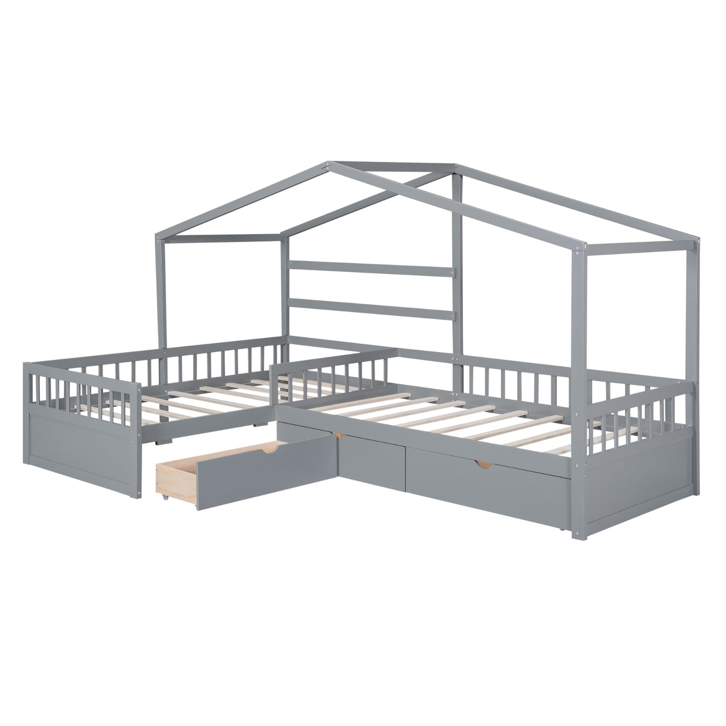 Twin Size Bed With Three Storage Drawers