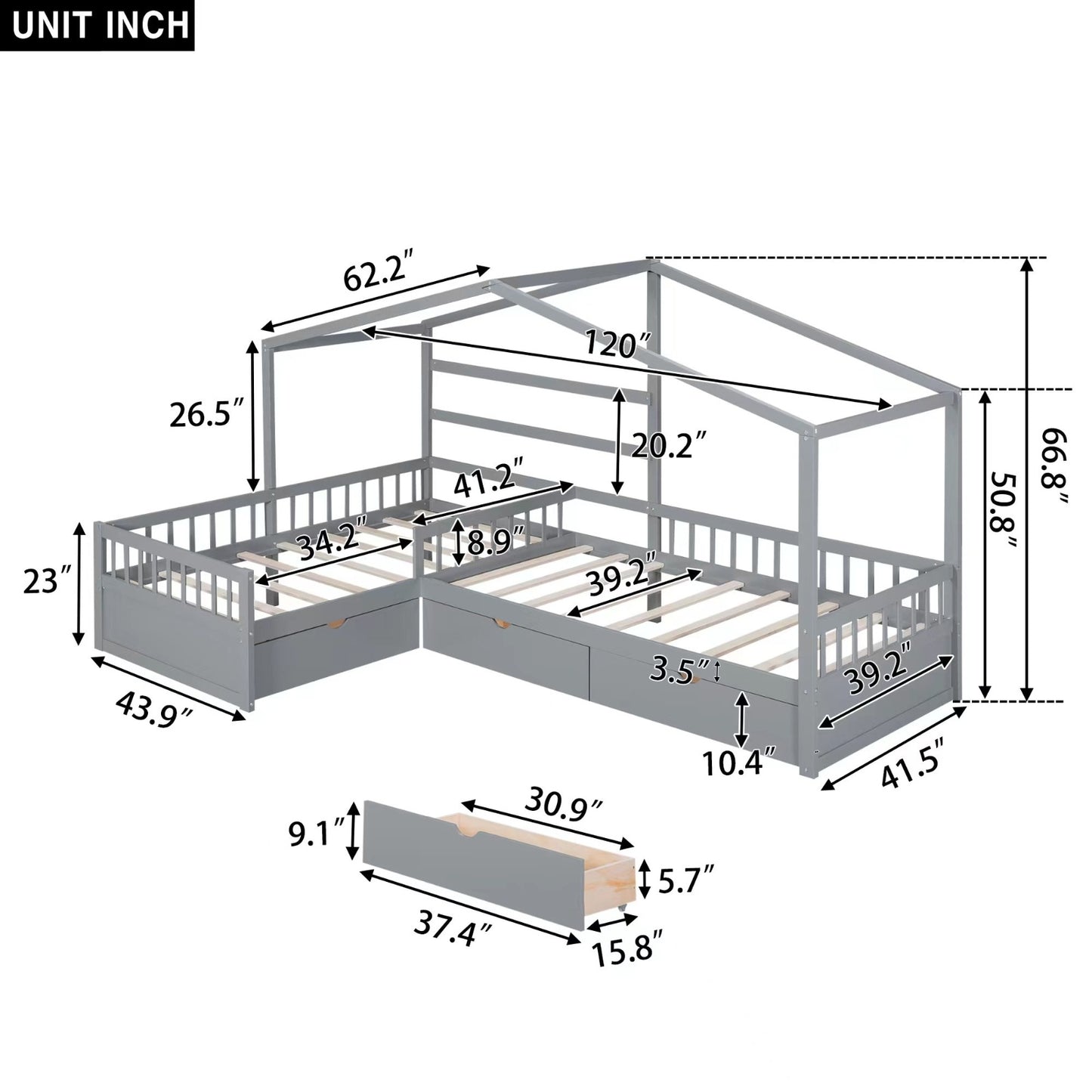 Twin Size Bed With Three Storage Drawers