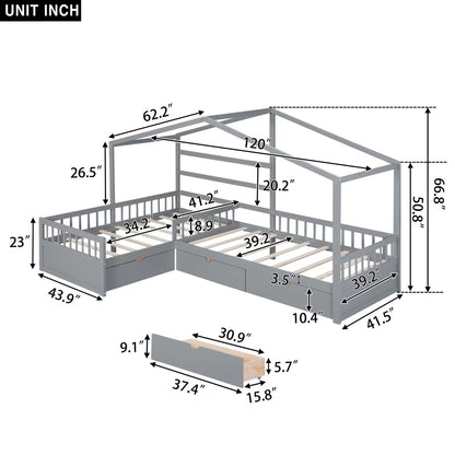 Twin Size Bed With Three Storage Drawers