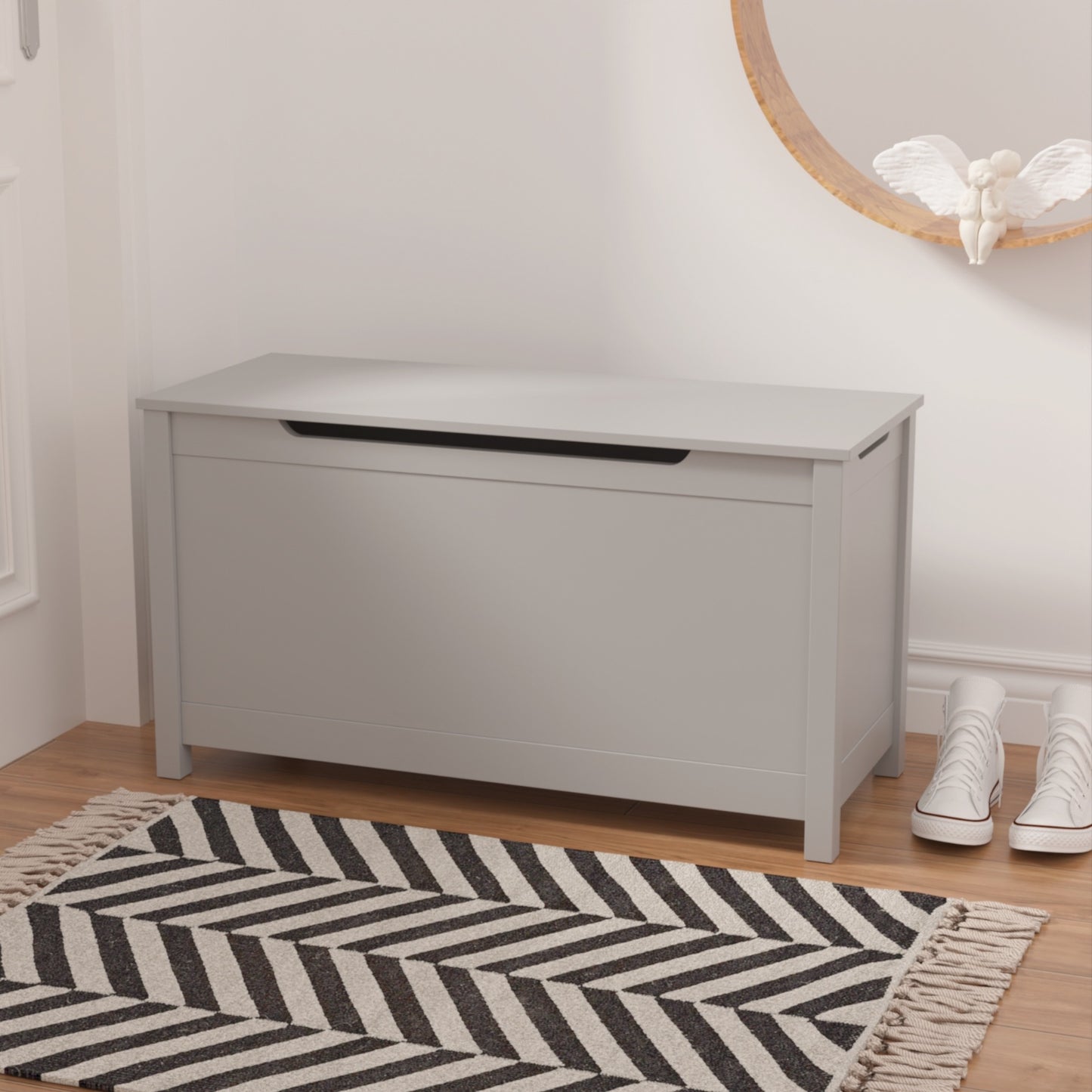 Toy Storage With Safety Hinged Lid