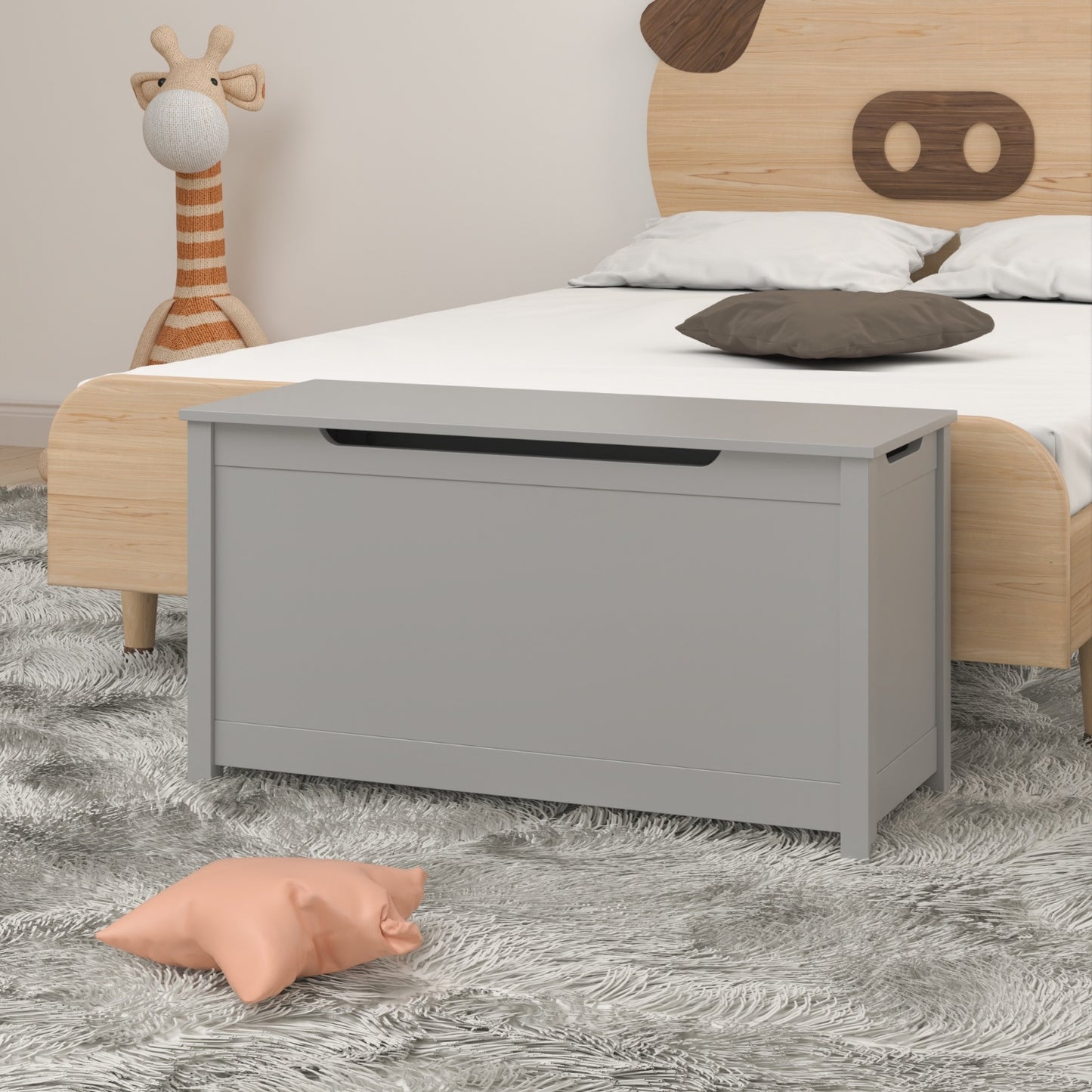Toy Storage With Safety Hinged Lid
