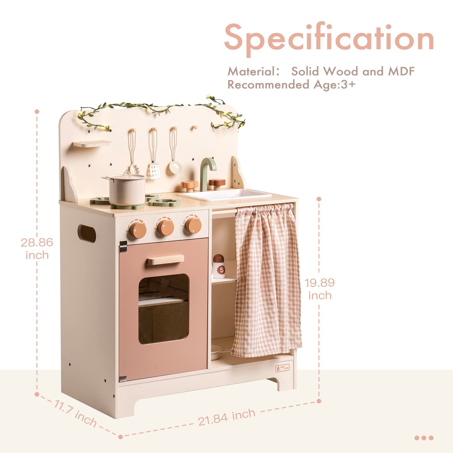 Kitchen Set Rustic Wooden For Toddlers