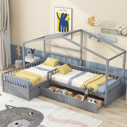 Twin Size Bed With Three Storage Drawers